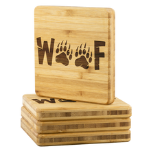 Lade das Bild in den Galerie-Viewer, Woof Bamboo Coaster Set - Bearified Gear
