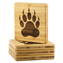 Lade das Bild in den Galerie-Viewer, Bear Paw Bamboo Coaster Set - Bearified Gear
