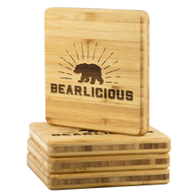 Lade das Bild in den Galerie-Viewer, Bearlicious Bamboo Coaster Set - Bearified Gear
