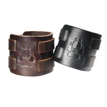 Lade das Bild in den Galerie-Viewer, Bear Paw Double Wide Leather Adjustable Cuff - Bearified Gear
