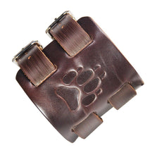 Lade das Bild in den Galerie-Viewer, Bear Paw Double Wide Leather Adjustable Cuff - Bearified Gear
